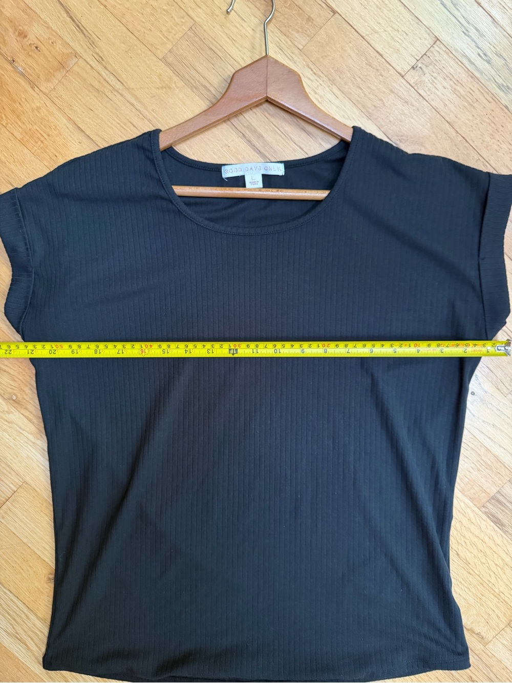 Everyday Black Ribbed Short Sleeve Tee - Picture 4 of 5